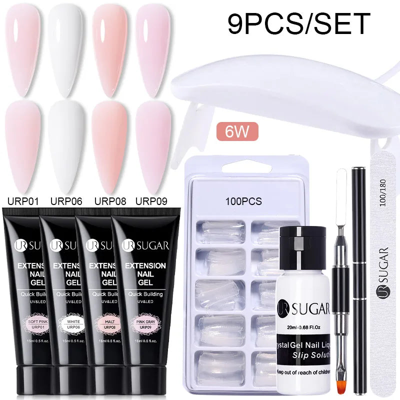 UR SUGAR 15ml Extension Gel Set Kits Semi Permanent Acrylic Hard Gel White Clear Nude Gel Nail Polish Nail Art Construction Gel