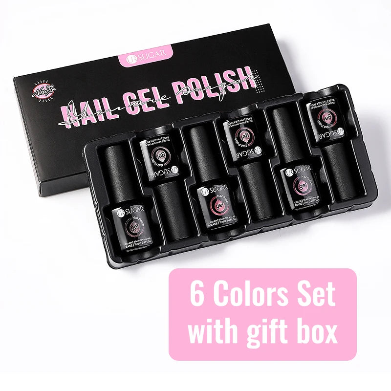 UR SUGAR 6Pcs Color Gel Nail Polish Kit 7ml Glass Bottle Soak Off UV LED Nails Varnish Gel Whole Set Semi Permanent Nail Art Gel