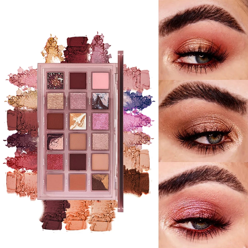 Huda Naughty Nudes Palette 18 Color Shimmer Matte Metallic Long Lasting Waterproof Pigment Makeup Eyeshadow Palette