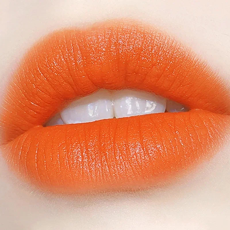 Orange Color Lipstick Lip Glaze Silky Smooth Not Easy To Fade Lip Gloss Matte Lasting Lip Stick Sexy Women Cosmetics Makeup