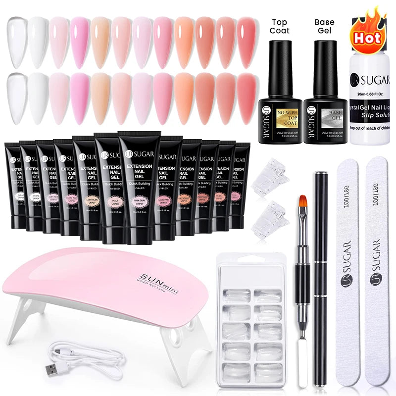 UR SUGAR 15ml Extension Gel Set Kits Semi Permanent Acrylic Hard Gel White Clear Nude Gel Nail Polish Nail Art Construction Gel