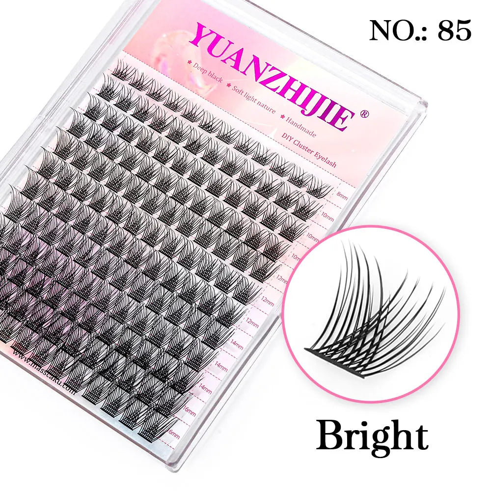 YUANZHIJE DIY Cluster Lash Extension Wispy Lashes Fluffy Individual Premade fans 0.07 Russian Volume Mink Bundle Lashes Makeup