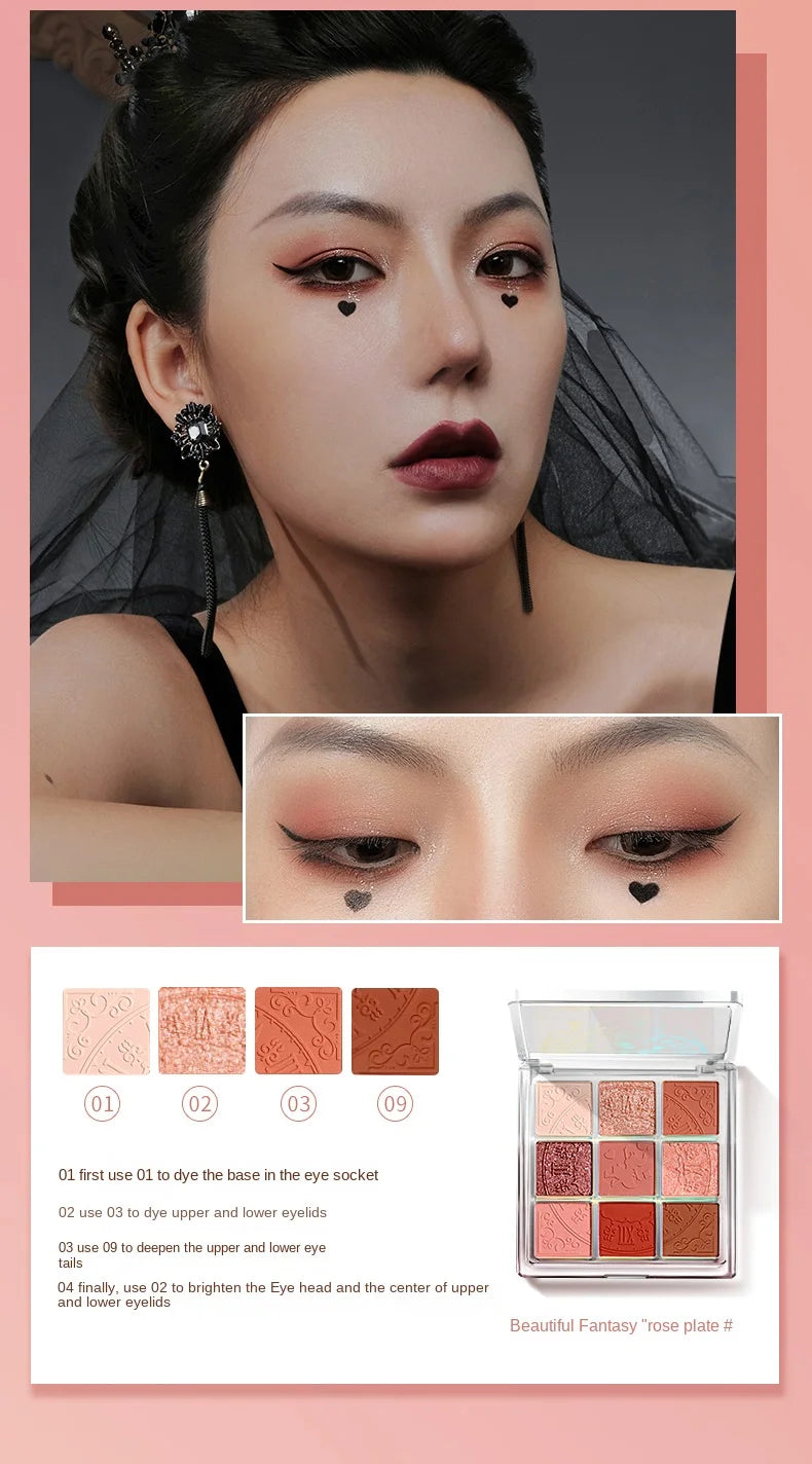 ZEESEA Alice Eyeshadow Palette 9 Colors Matte Glitter Professional Waterproof Long Lasting Eye Shadow Make Up Palette