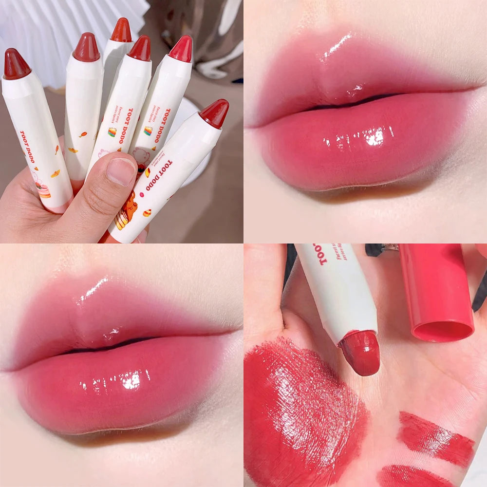 Waterproof Crayon Mirror Water Lipstick Pen 6 Colors Long Lasting Moisturizing Non-stick Cup Lipliner Pen Lips Makeup Cosmetics