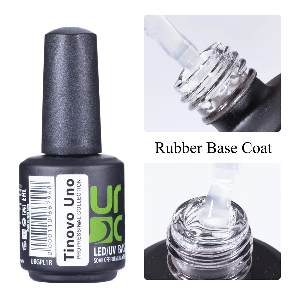 Tinovo Uno Latest Rubber Base Gel Nail Polish UV Semi Permanent Thick Strong Base Coat Top Coat for Manicure Nails Art Salon