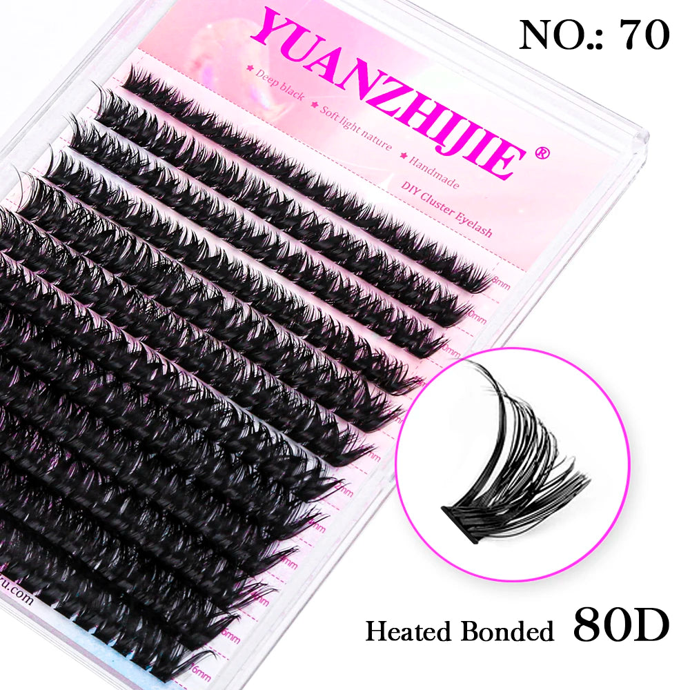 YUANZHIJE DIY Cluster Lash Extension Wispy Lashes Fluffy Individual Premade fans 0.07 Russian Volume Mink Bundle Lashes Makeup