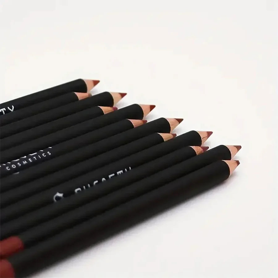 12pcs Waterproof Lip Liner Pencil Set Matte Red Contour Tint Lipstick Long Lasting Non-stick Cup Sexy Red Lip Tint Cosmetics