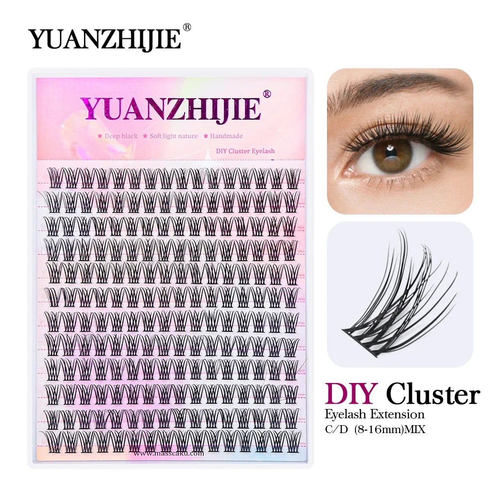 Factory Wholesale 12 Rows 0.07mm Mix 8-16mm Individual DIY Clusters Fake Eyelashes Extensions C D Curl Newbie Daily Lash Makeup