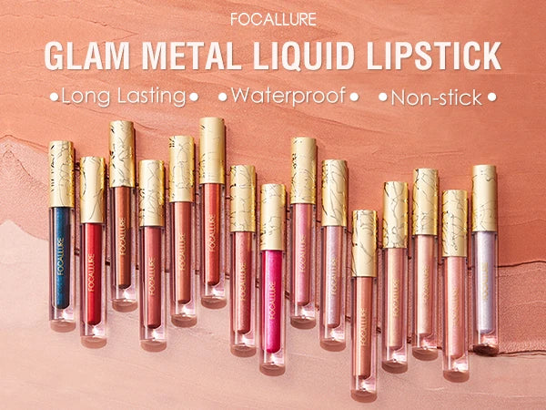 FOCALLURE 15 Colors Metallic Lip Gloss Glitter Liquid Lipstick Diamond Lip Tint Moisturizing Shiny Lip Glaze Makeup Cosmetics