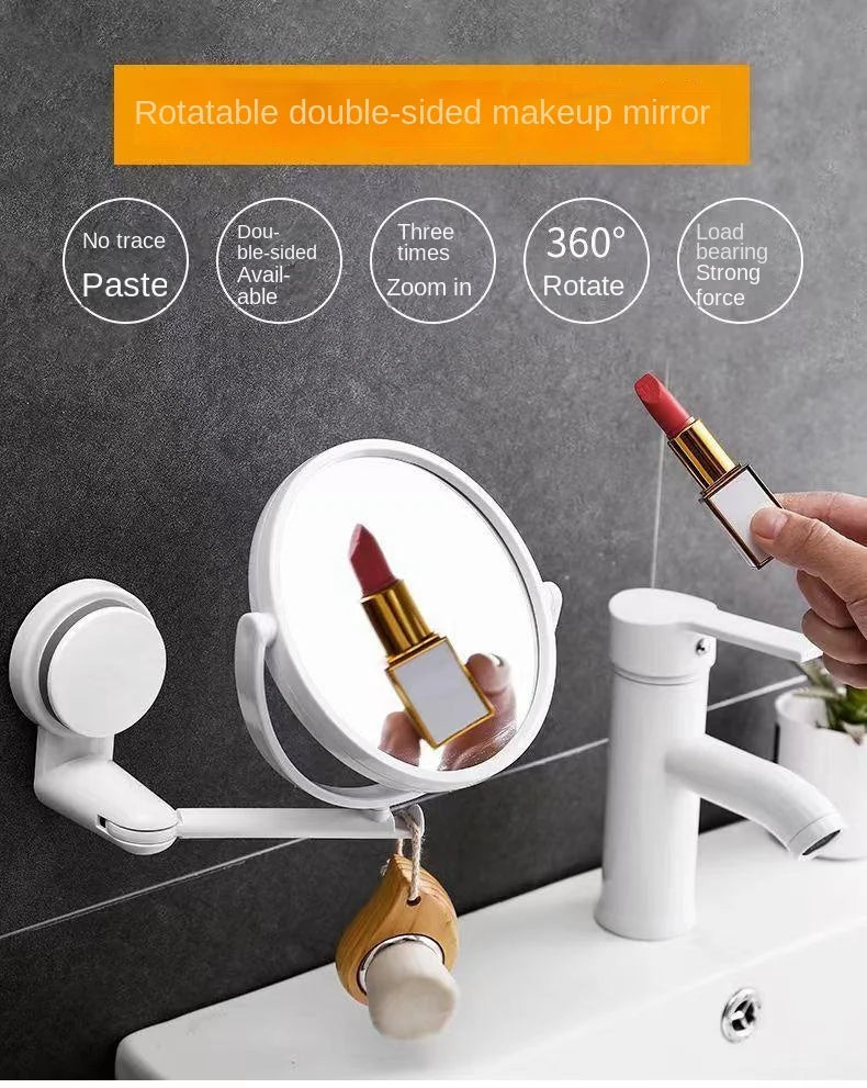 Wall Mirror Folding Arm Extend Bathroom Mirror Without Drill Swivel Bathroom Mirror Suction Arm Double Side Cosmetic Makeup