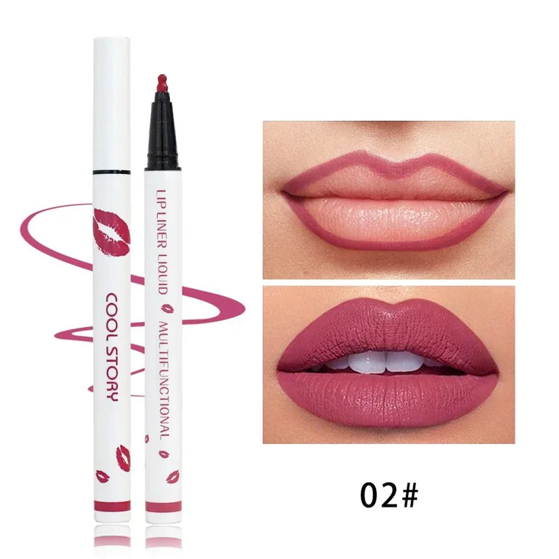 Liquid Lipliner Pencil Long Lasting Lips Cosmetic Tool Matte Soft Lip Liner Stick Quick Drying Smudge Proof Natural Lipstick Pen