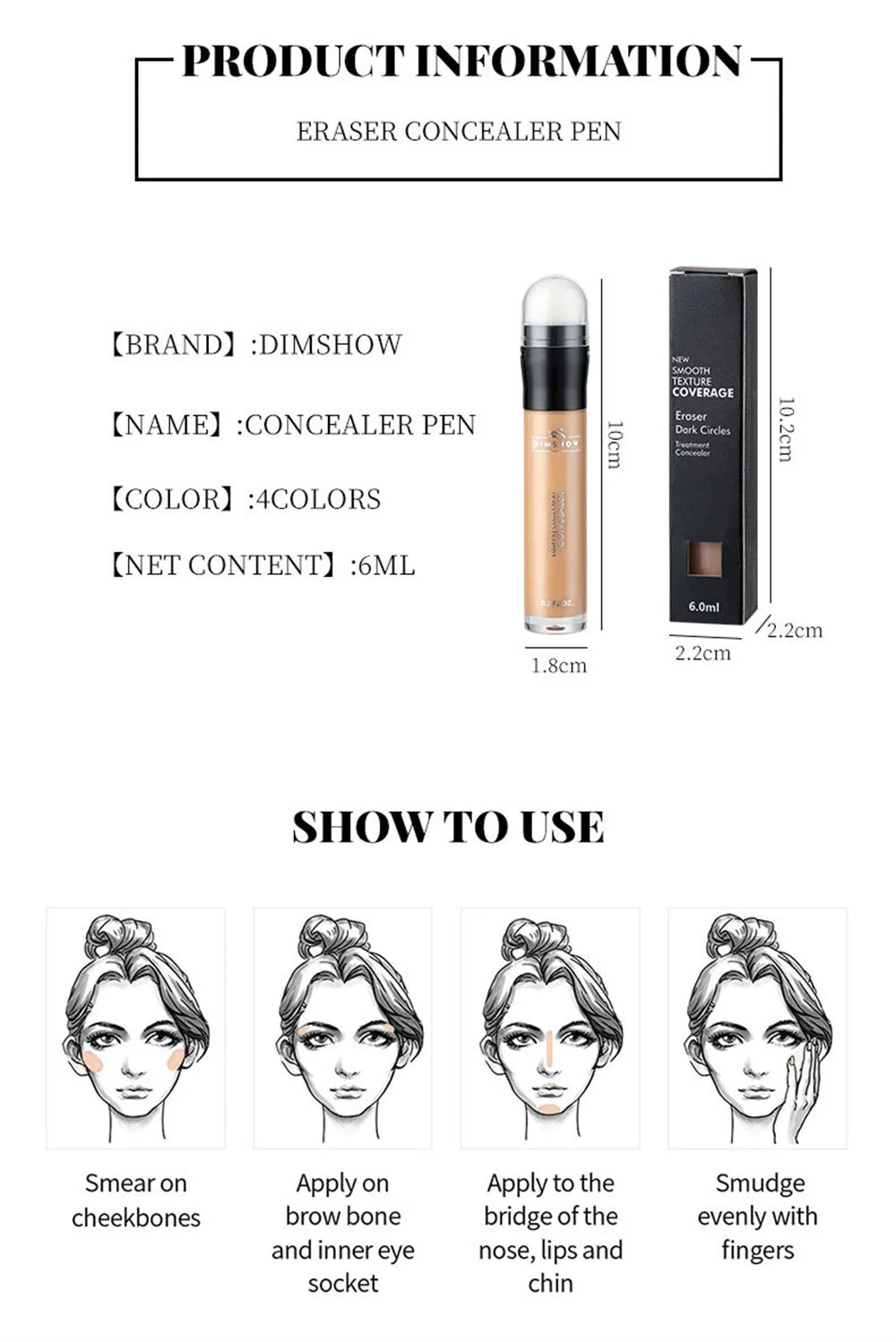 2 In 1 Facial Concealing Stick Concealer Foundation Stick Double-headed Concealer Stick Brightening Contour Cosmetic With Brush