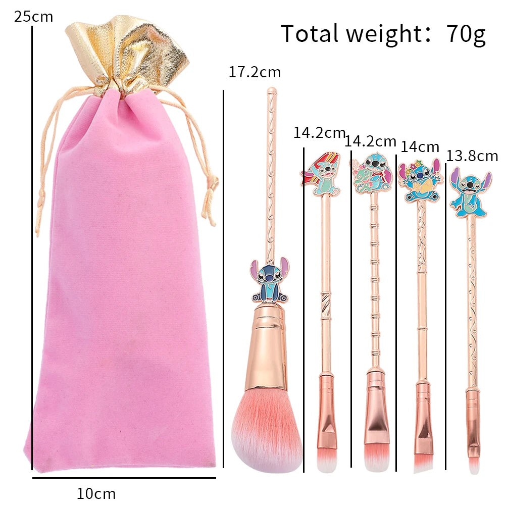 5 Pcs/set Disney Anime Lilo & Stitch Makeup Brushes Set Gift Cartoon Powder Eye Shadow Eyebrow Lip Makeup Brush Cosplay Tool