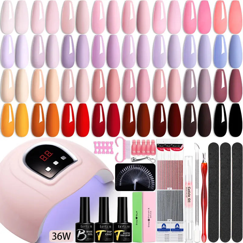 Manicure Set 32Colors Gel Nail Polish Set With UV LED Lamp Dryer Nail Art Vernis Semi Permanent UV Gel Set Nail Supplies Kit