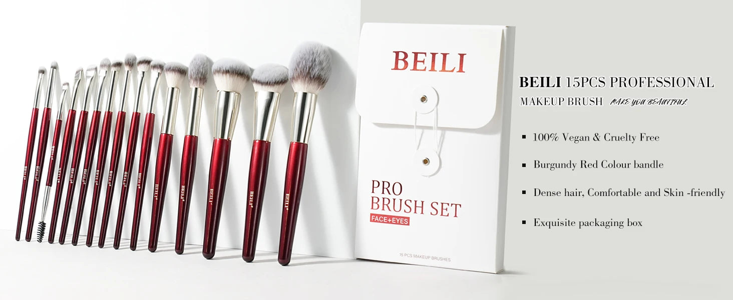 BEILI Soft 8/9/15/30Pcs Makeup Brushes Suitable for Foundation Powder Concealer Eyeshadow Eyebrow Eyelashes Eyeliner Brush Set