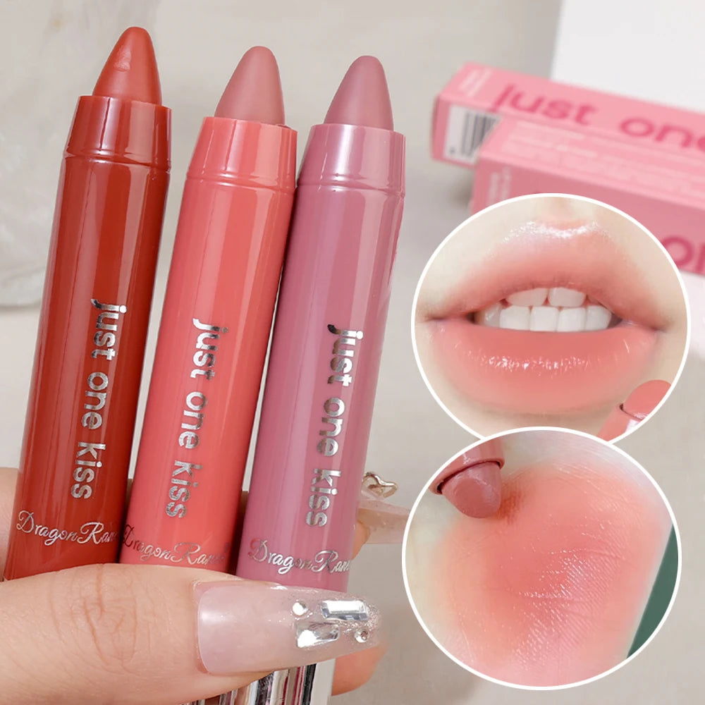 Matte Moisturizing Crayon Lipstick Makeup Pink Red Long Lasting Color Rendering Waterpoof Non-Stick Cup Lip Tint Woman Cosmetics