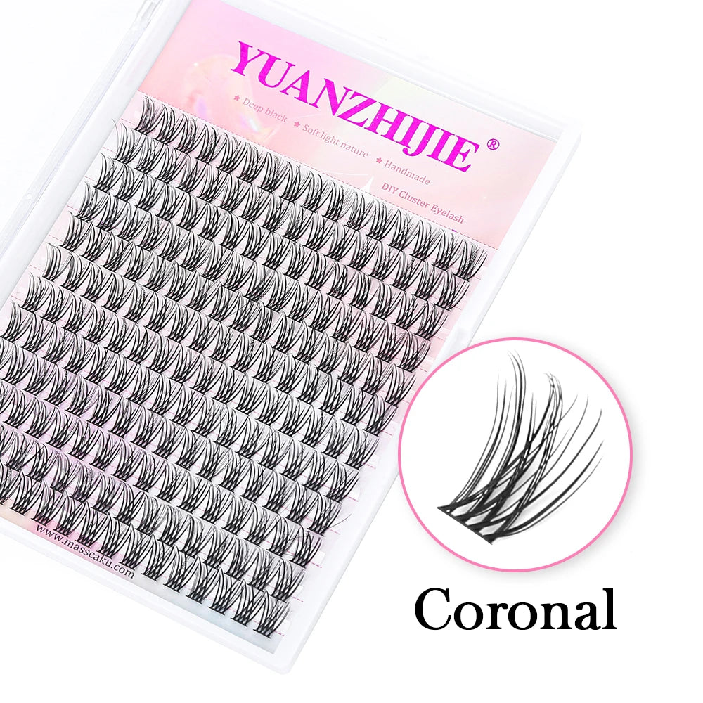 YUANZHIJE DIY Cluster Lash Extension Wispy Lashes Fluffy Individual Premade fans 0.07 Russian Volume Mink Bundle Lashes Makeup