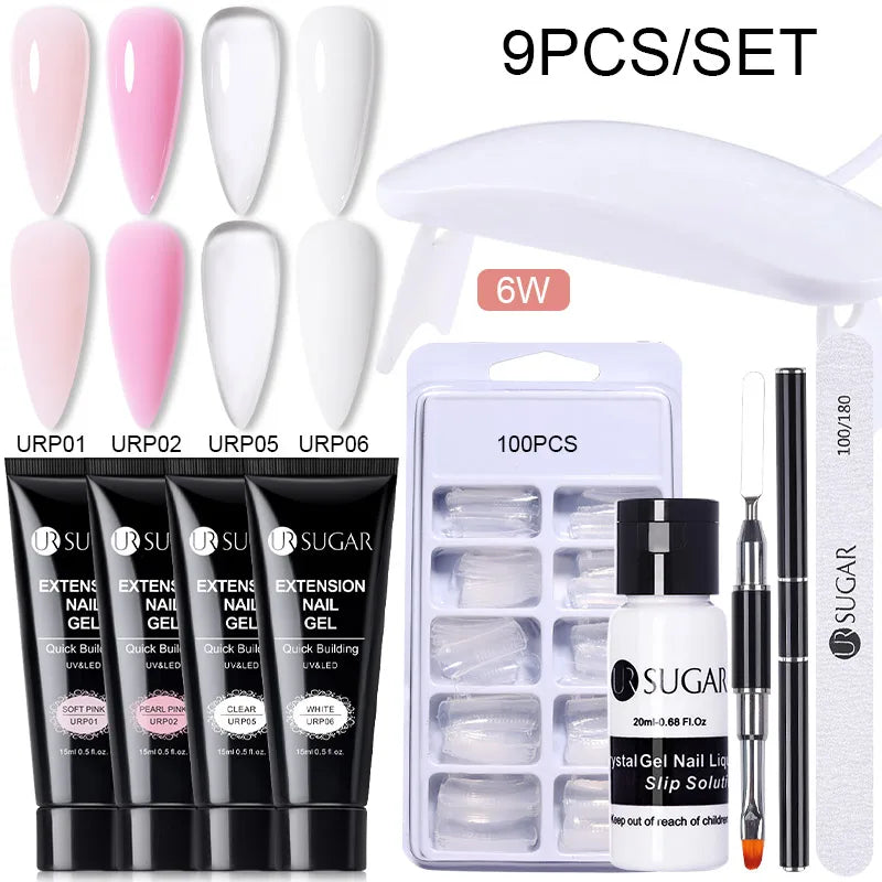 UR SUGAR 15ml Extension Gel Set Kits Semi Permanent Acrylic Hard Gel White Clear Nude Gel Nail Polish Nail Art Construction Gel