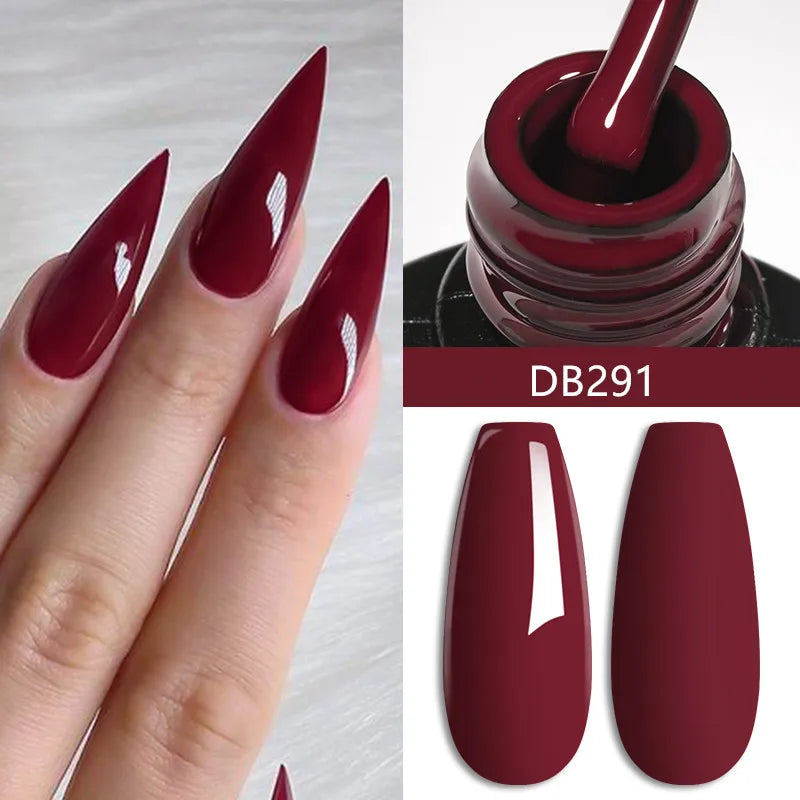 6Pcs Red Series Gel Nail Polish Set Winter Colors Semi Permanent Varnish Soak Off UV LED Gel Nail Art Manicure Base Top Coat Kit