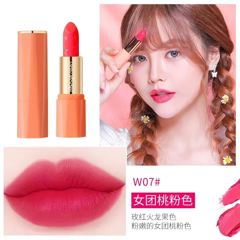 Orange Color Lipstick Lip Glaze Silky Smooth Not Easy To Fade Lip Gloss Matte Lasting Lip Stick Sexy Women Cosmetics Makeup