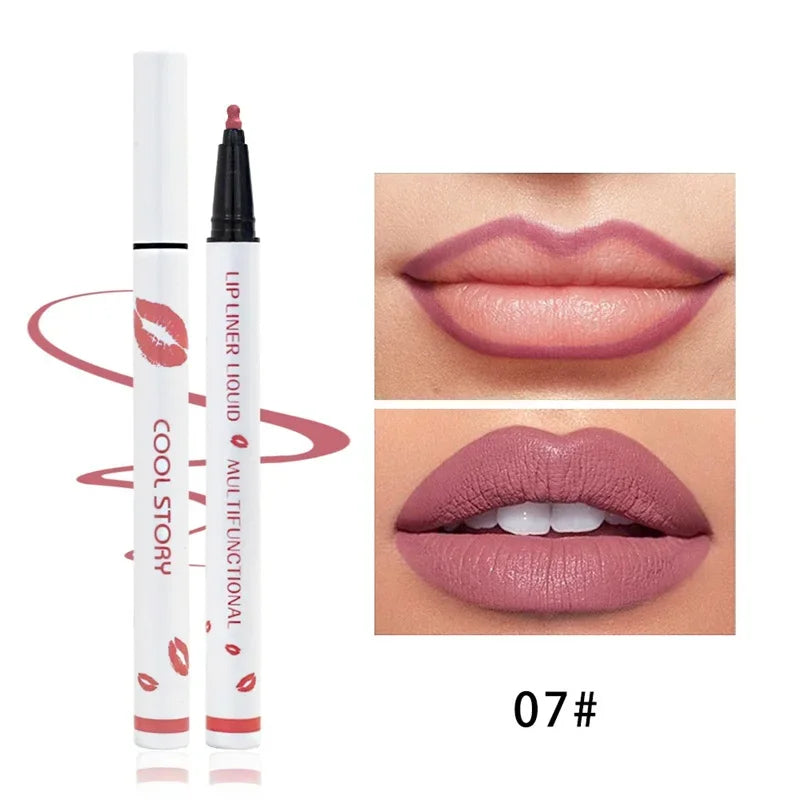 Liquid Lipliner Pencil Long Lasting Lips Cosmetic Tool Matte Soft Lip Liner Stick Quick Drying Smudge Proof Natural Lipstick Pen