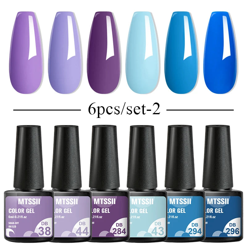 6Pcs Red Series Gel Nail Polish Set Winter Colors Semi Permanent Varnish Soak Off UV LED Gel Nail Art Manicure Base Top Coat Kit