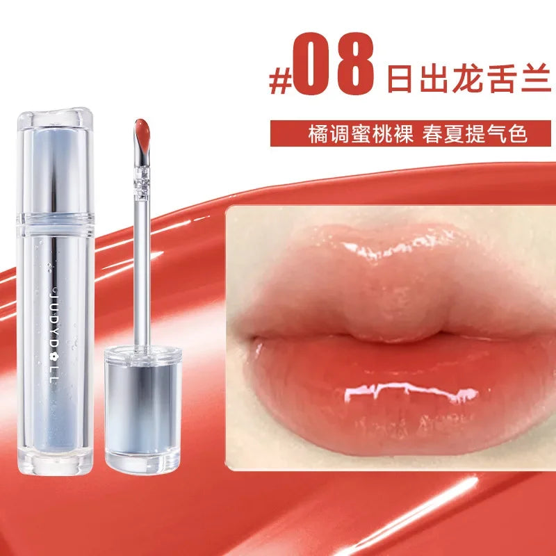 Judydoll Ice Iron Lip Glaze Lipsticks Non-Stick Cups Mirror Shine Watery Lip Lotion Metal Brush Head Makeup Cosmetics