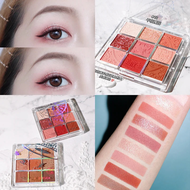 ZEESEA Alice Eyeshadow Palette 9 Colors Matte Glitter Professional Waterproof Long Lasting Eye Shadow Make Up Palette