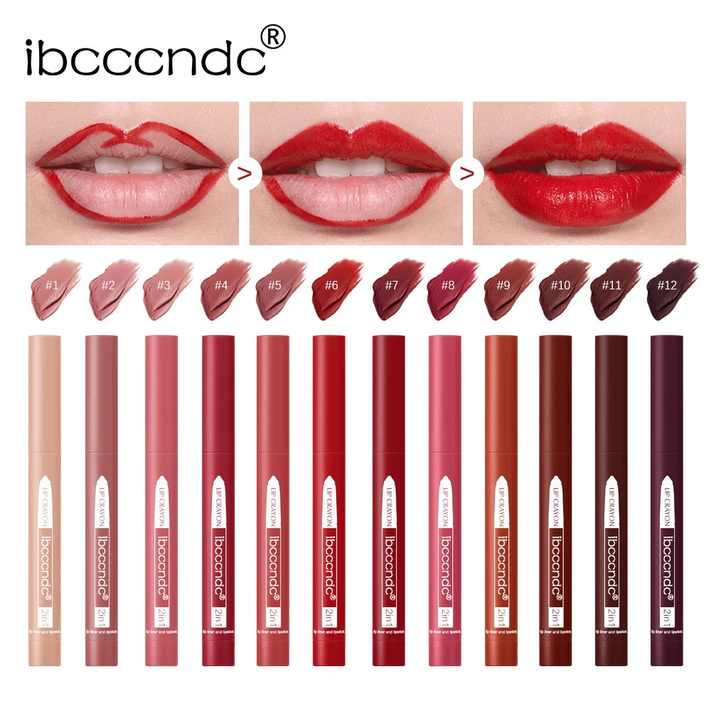 6color/Set Matte Lip  Crayon Moisturizing Lip Liner Built-In Sharpener Lipliner Pencil 2 In 1 Lip Liner And Lipstick Pen