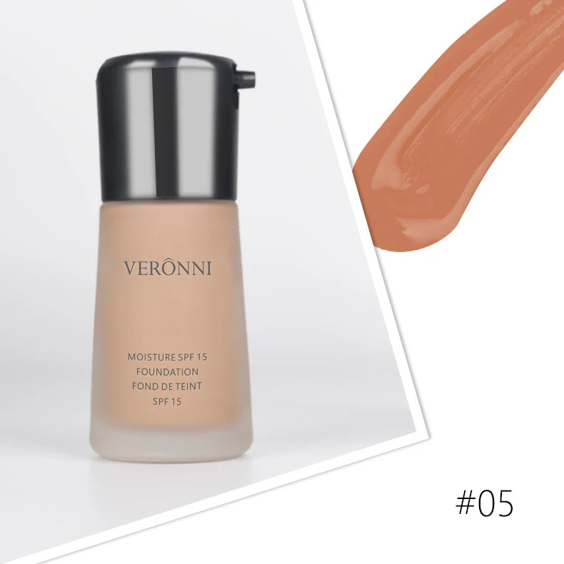 VERONNI Natural Waterproof Foundation High Quality Beauty Face Makeup Cosmetics Liquid Professional Makeup Concealer