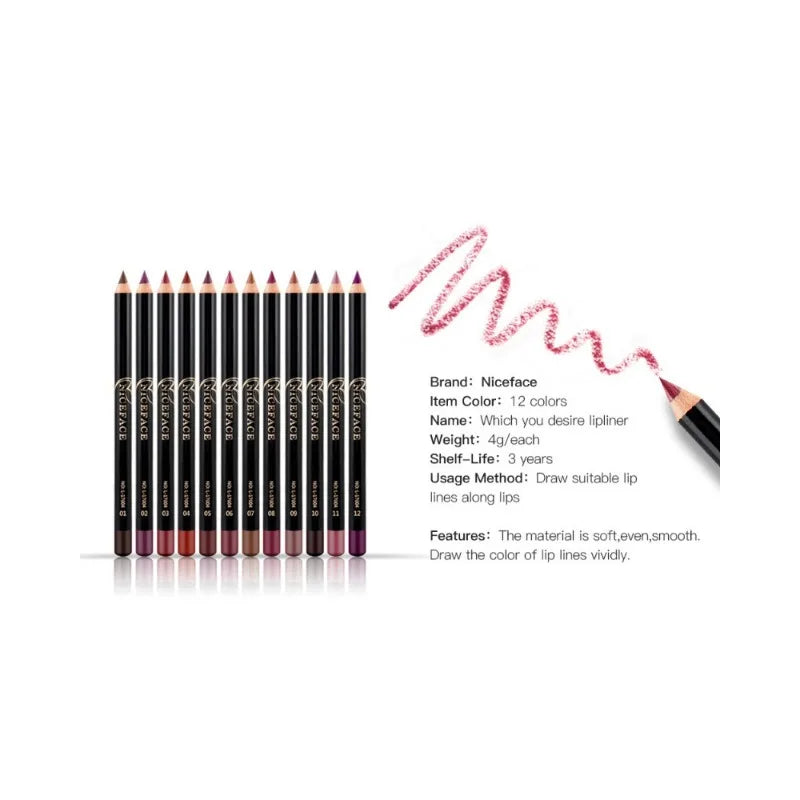 Professional 12 Color Matte Brown Lip Liner Waterproof Long Lasting Moisturizing Sexy Lip Pencil Women Natural Lipstick Makeup