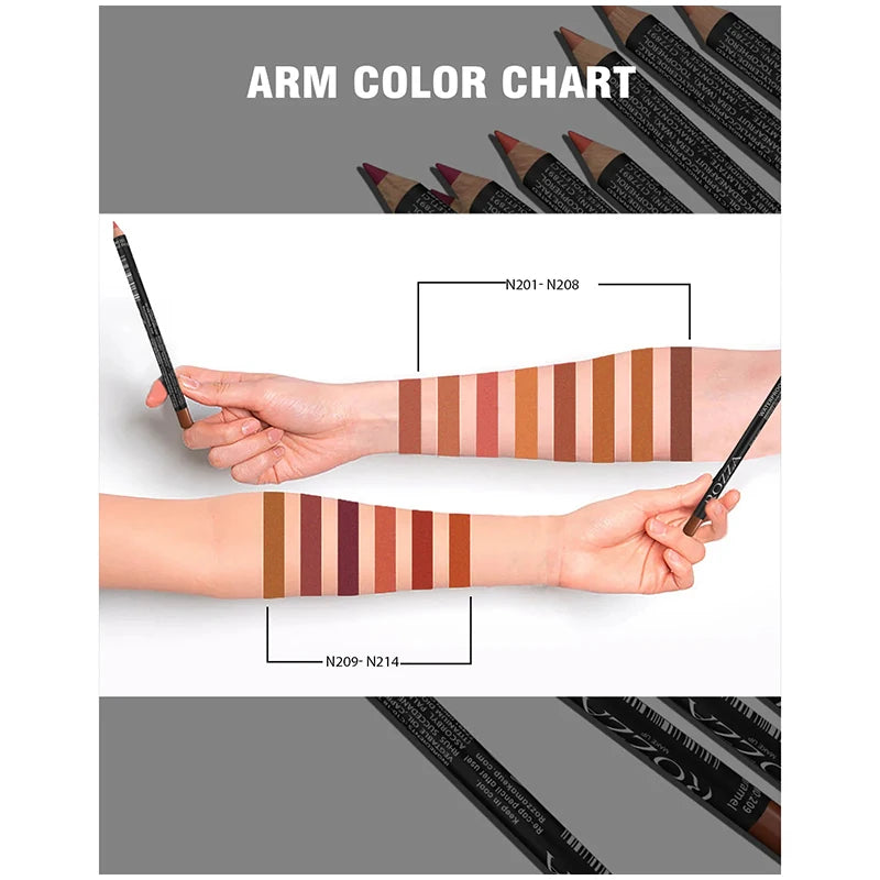 Nude Matte Lipstick Pencil multifunctional14 Color Long-lasting Waterproof Lip Pencil High Pigmented Lip Liner Lip Makeup Tool