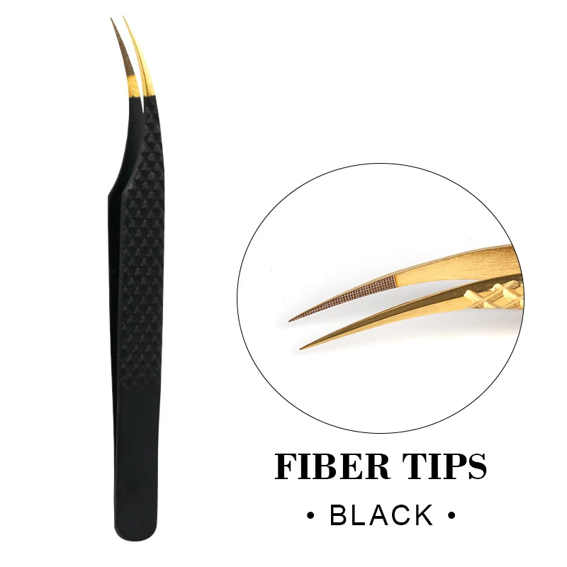 Fiber Eyelash Extension Tweezer Volume Precise Diamond Grip Fiber Tip Stainless Steel High Quality Eyebrow Makeup