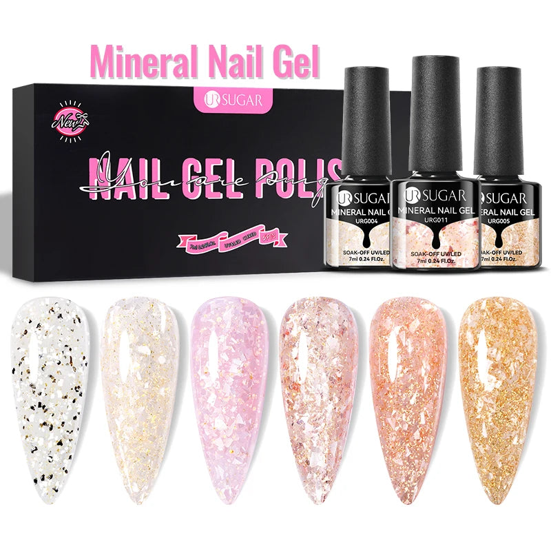 UR SUGAR 6Pcs Color Gel Nail Polish Kit 7ml Glass Bottle Soak Off UV LED Nails Varnish Gel Whole Set Semi Permanent Nail Art Gel