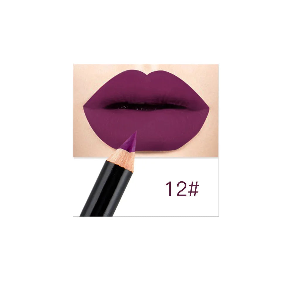 Professional 12 Color Matte Brown Lip Liner Waterproof Long Lasting Moisturizing Sexy Lip Pencil Women Natural Lipstick Makeup