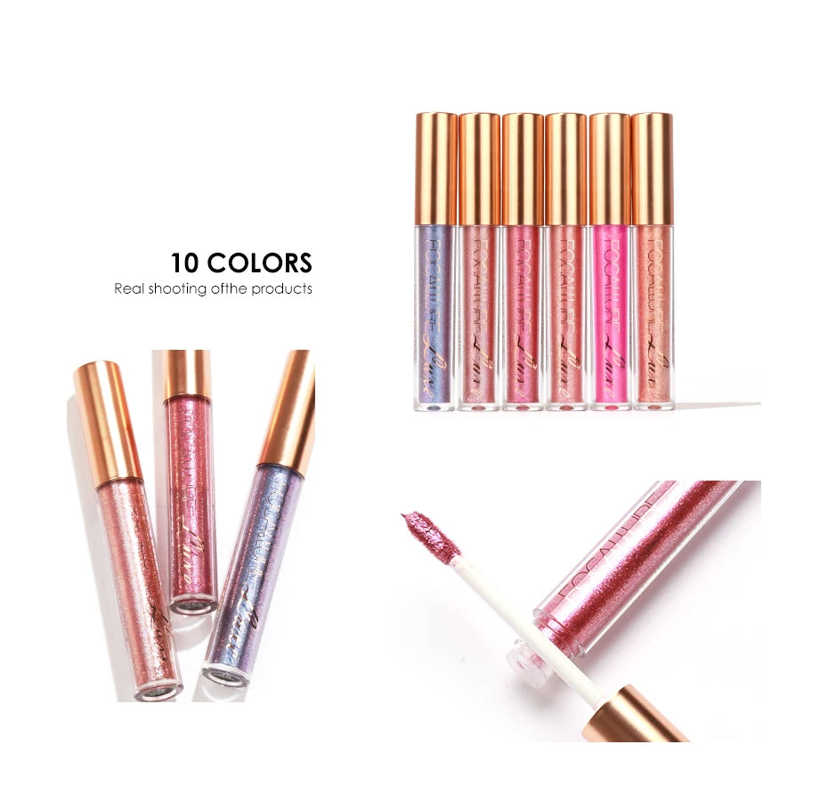 FOCALLURE Makeup Glitter Lip Gloss Waterproof Long-lasting Moisturize Luminous Liquid Lipstick Lips Makeup Women Cosmetics