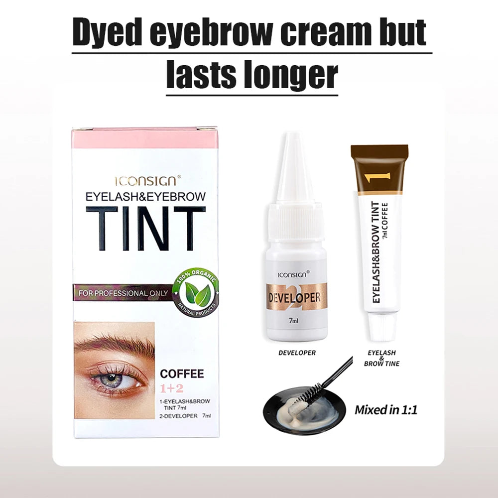 ICONSIGN Eyelashes and Eyebrow Tint Dye Professional Eyebrow Dye Waterproof Long-lasting Eyebrow Brow Kit Semi Permanent Eyebrow