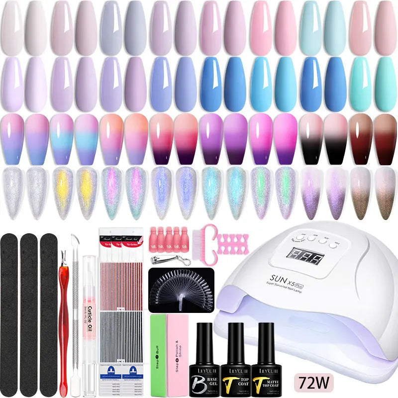 Manicure Set 32Colors Gel Nail Polish Set With UV LED Lamp Dryer Nail Art Vernis Semi Permanent UV Gel Set Nail Supplies Kit