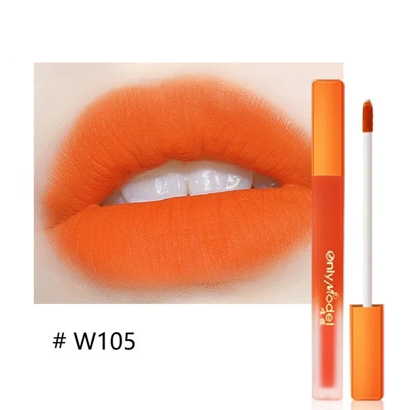 Orange Lipstick Velvet Matte Lipsticks Waterproof Long Lasting Lip Stick Velvet Lip Tint Women Cosmetic Sexy Lip Glaze Makeup