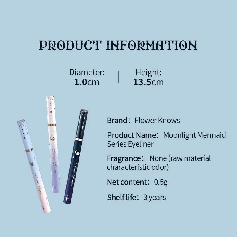 Flower Knows Moonlight Mermaid Waterproof Eyeliner Pen Super Slim Precise All Day Professional Liquid Eye Liner Pencil for Women