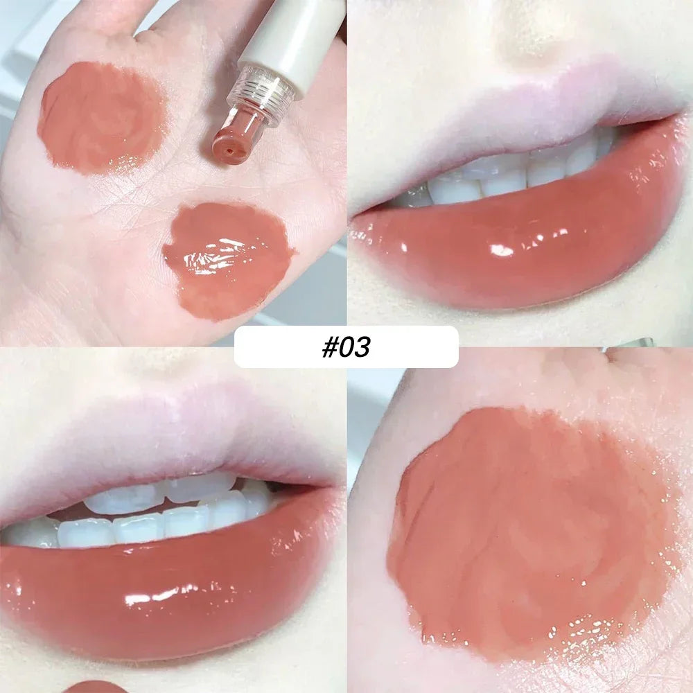 4 Colors Water Mirror Lip Gloss Moisturizing Nude Lipgloss Jelly Transparent Tube Liquid Lipstick Long Lasting Makeup Cosmetics