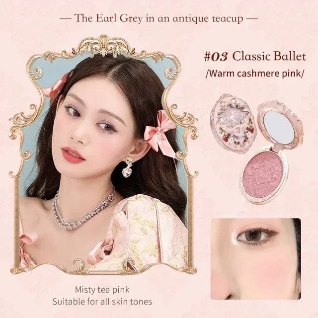 Flower Knows Embossed Blush Strawberry Rococo Series Natural Waterproof Anti-sweat Brightening Skin Tone Contouring Cheek Tint