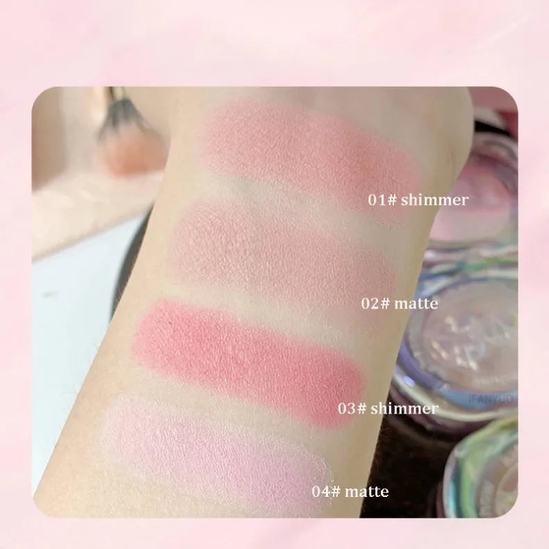 Girls' Gradual Powder Blusher Palette Crystal Shell Cosmetics Face Cheek Contour Blush Cream Makeup Rouge Tint Pink Peach Blush