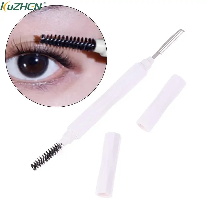 Double Headed Eyebrow And Eyelash Comb Spiral Brush Fine Toothed Small Steel Comb Professional Beauty Makeup Tools For Eye