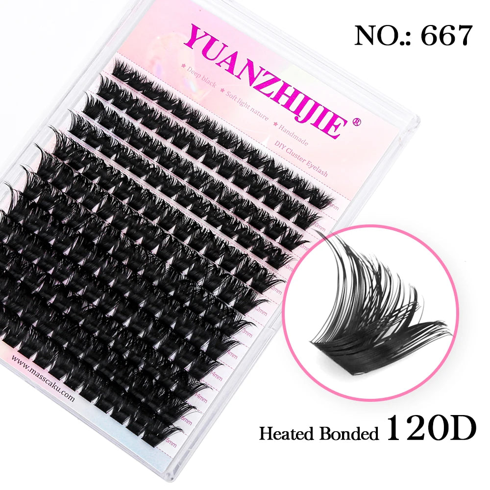 YUANZHIJE DIY Cluster Lash Extension Wispy Lashes Fluffy Individual Premade fans 0.07 Russian Volume Mink Bundle Lashes Makeup