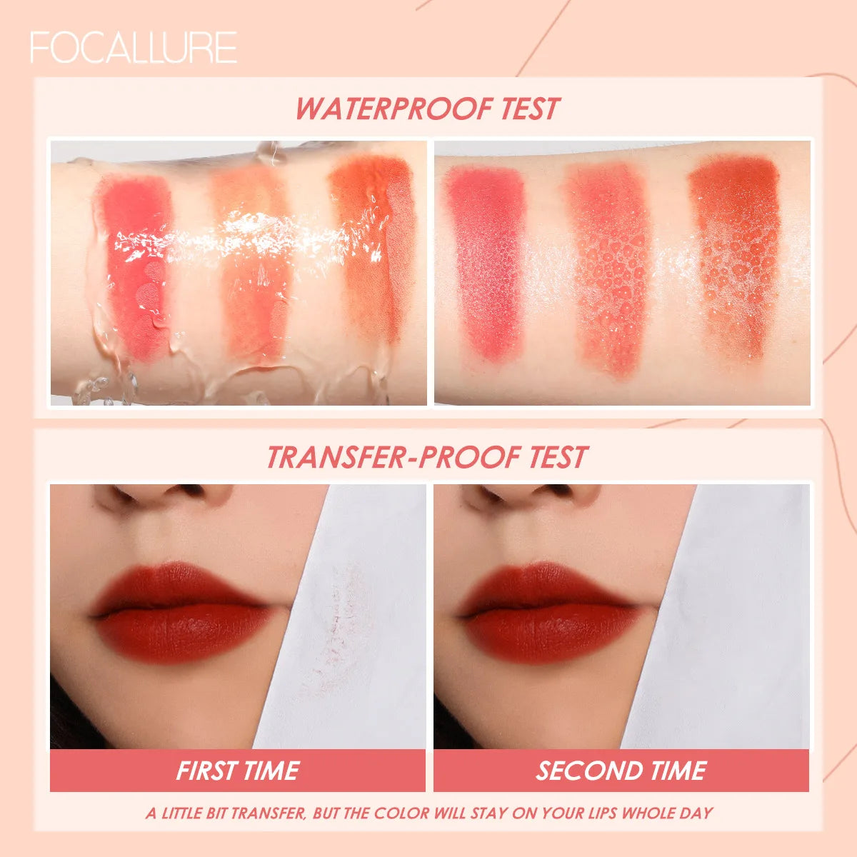 FOCALLURE 24 Colors Moisture Liquid Lipstick Waterproof Long-lasting Lip Gloss Matte Lip Glaze Red Lip Gloss Makeup Cosmetics