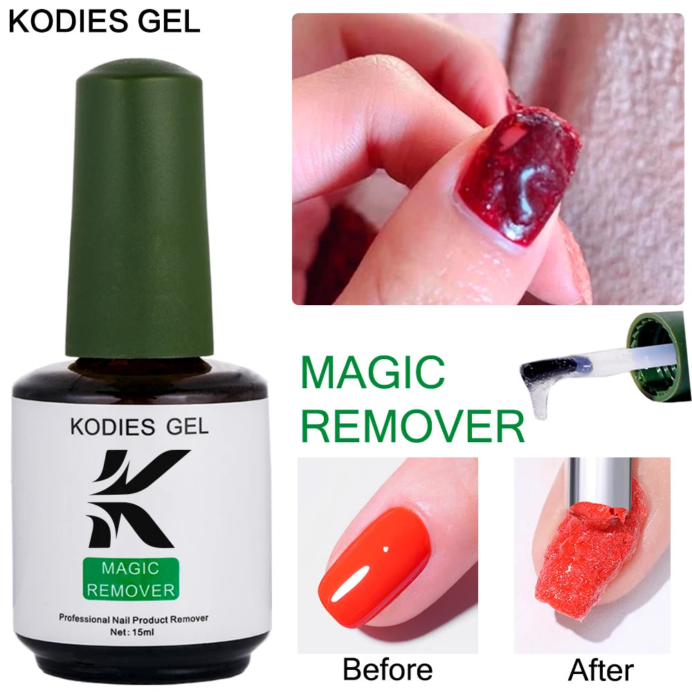 KODIES GEL Magic Remover Gel Nail Polish 15ML Strong Burst Semi Permanent Gel Remover Cleanser Liquid Manicure Nails Art Tools