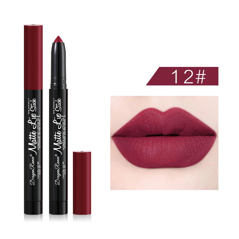 Matte Nude Lipstick Lip Liner 2 In 1 Long Wearing Waterproof Lip Ink Crayon Built-in Sharpener Professional Makeup For Women