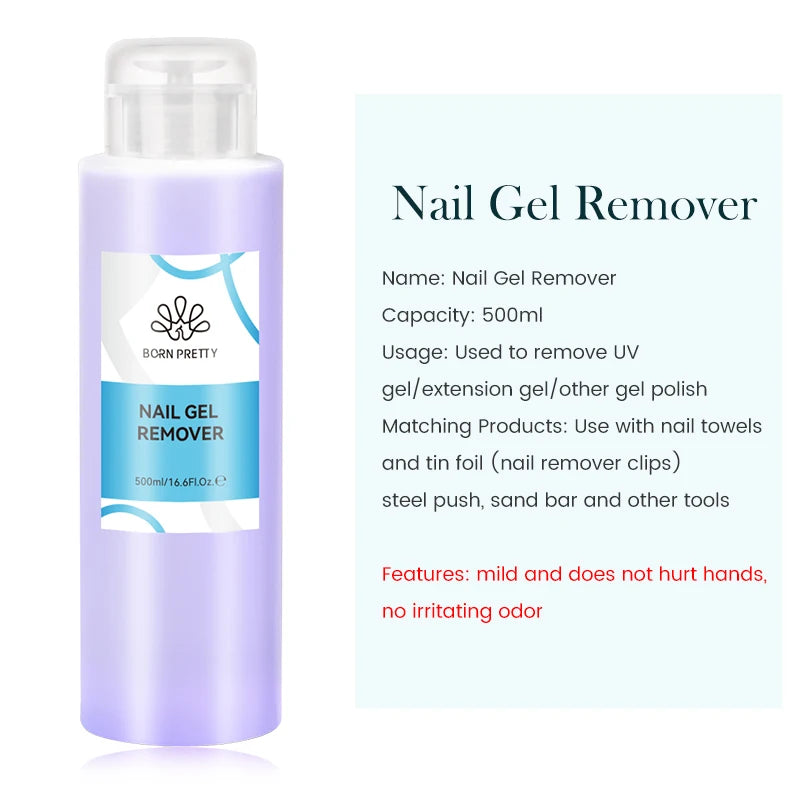 BORN PRETT Multifunction Liquid Nail Brush Cleaner Nail Extension Acrylic Gel Nail Polish Remover Nail Cleaner Care Tools 500ml