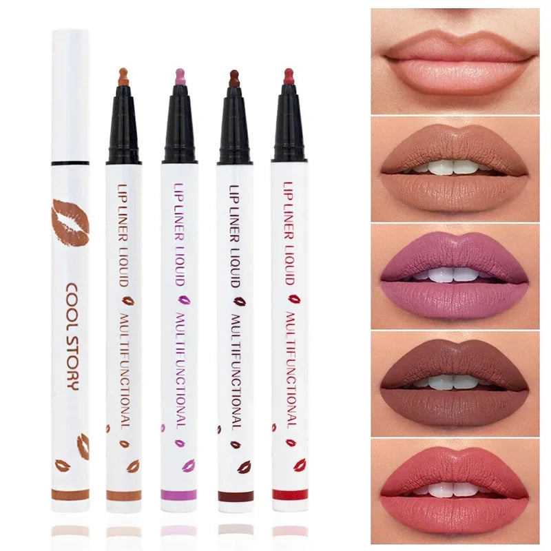 Liquid Lipliner Pencil Long Lasting Lips Cosmetic Tool Matte Soft Lip Liner Stick Quick Drying Smudge Proof Natural Lipstick Pen